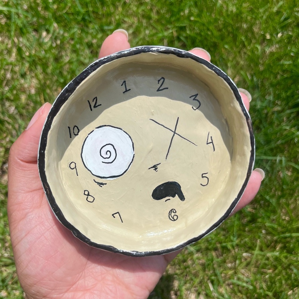 Handcrafted Ceramic Jewlery/ Trinket Dish - Artistic Clock Face
